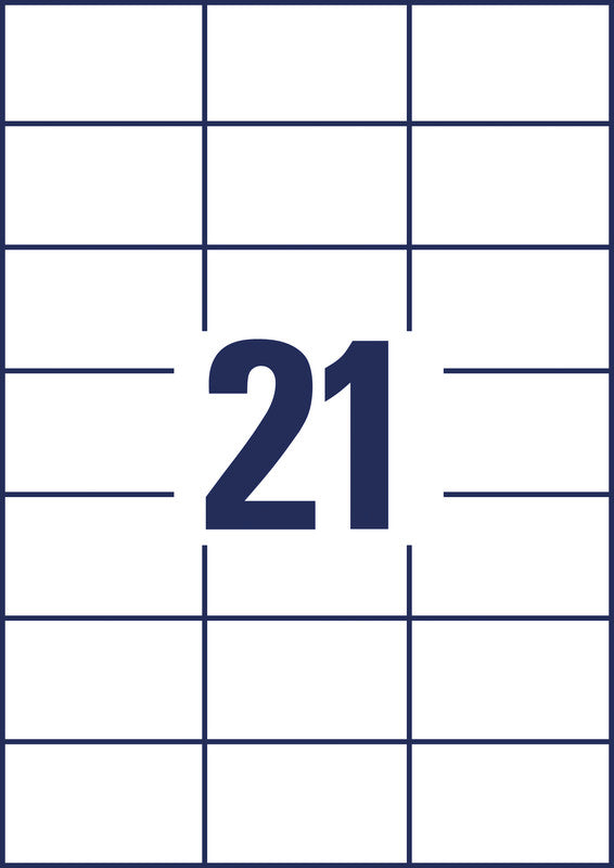 Avery Druckeretiketten, 70 mm × 42 mm, weiss, Papier, permanent, 2100 Etiketten (100 Blatt)