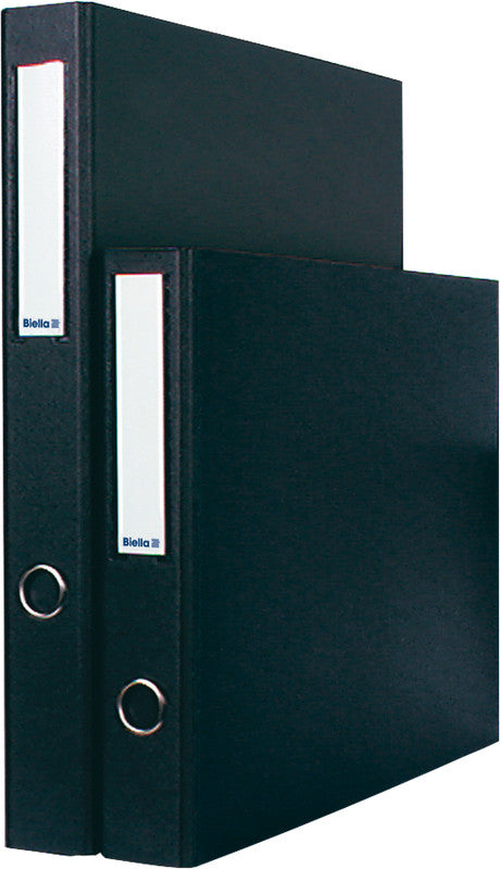 Biella Zeigebuch – A3 quer – 4-Ring Bügelmechanik, Ø 35 mm, Rücken 40 mm – Schwarz, mit Niederhalter, FSC