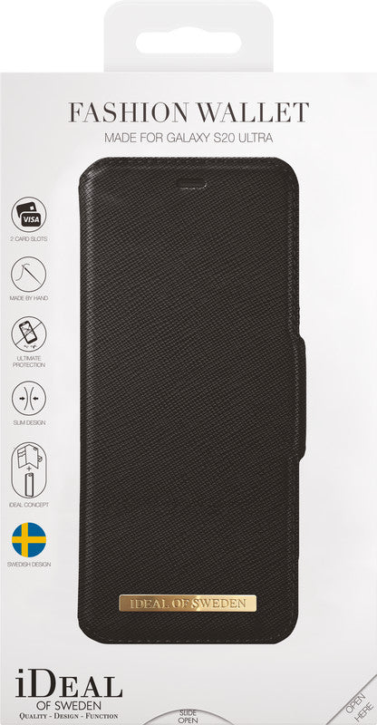 Ideal of Sweden – Booklet-Hülle Saffiano Schwarz – für Samsung Galaxy S20 Ultra – Kunstleder – mit Kartenfach