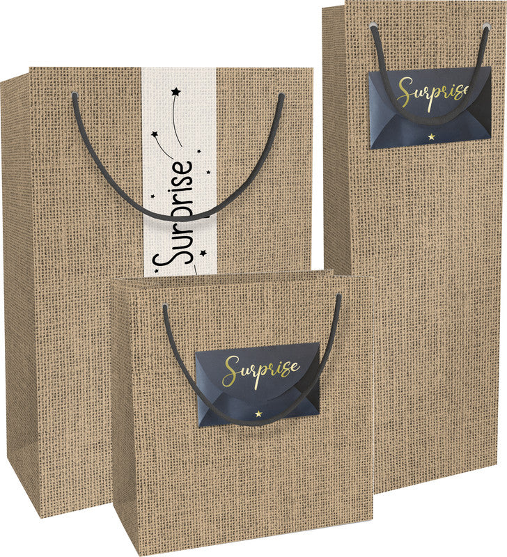 Braun + company Everyday By Nature Tragetasche – Jute – mit bedrucktem Pergamentstreifen – 230 × 330 × 110 mm