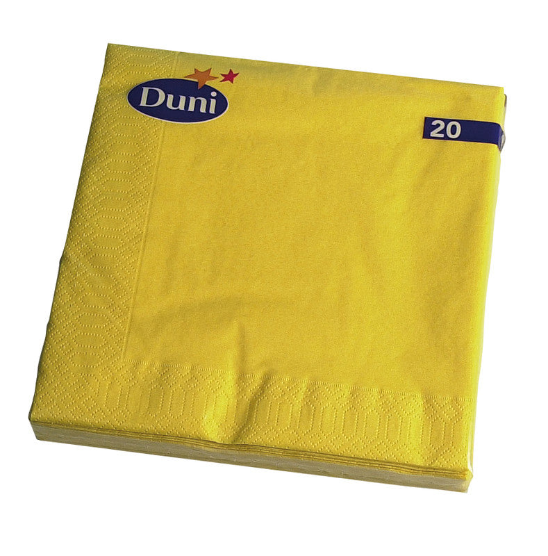 Duni Servietten – 40 × 40 cm – 3-lagig, Tissue, Gelb – 20 Stk., FSC