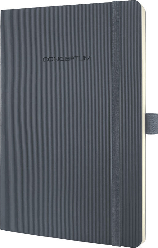 Sigel Notizbuch A5, liniert, Fadenheftung, 194 Seiten, 80 g/m² – dunkelgrau