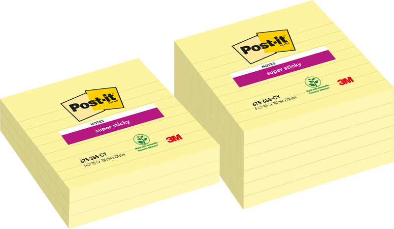 Post-it Haftnotizen Super Sticky – 101×101 mm – gelb, 6×90 Blatt, PEFC