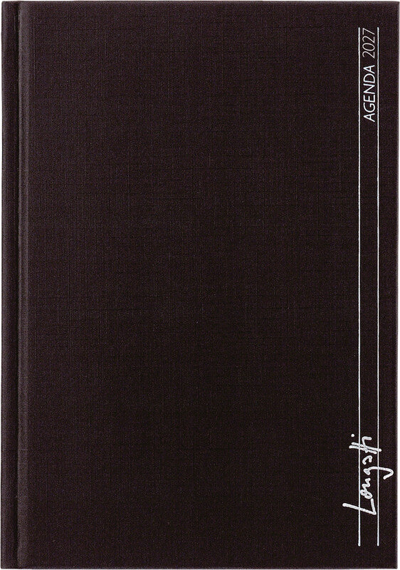 Biella LONGATTI Agenda – 1 Woche/2 Seiten, Gebunden, 10,4 × 14,8 cm, 2026, Mehrsprachig, Schwarz