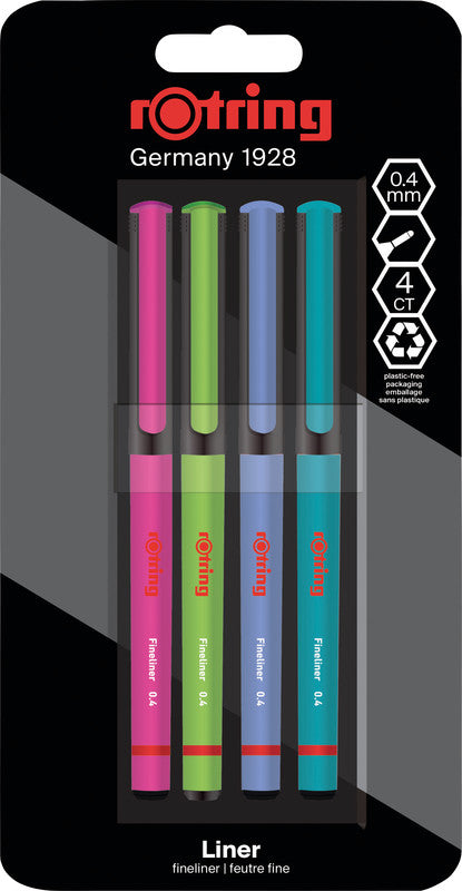 Rotring Fineliner – 4er-Set 0,4 mm – 4 Farben, sortiert