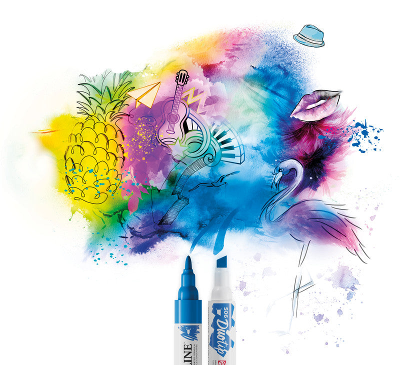 Ecoline Talens Ecoline Brush Pen Duotip – Keilspitze 6 mm, Rundspitze 1-2 mm – sortiert – 3er-Set – wasservermalbar