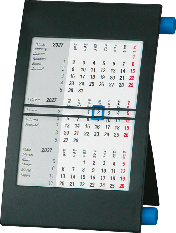 Biella 3-Monatspultsteller Kalender-Einlage – 3 Monate pro Seite, 11 × 18 cm, 2027
