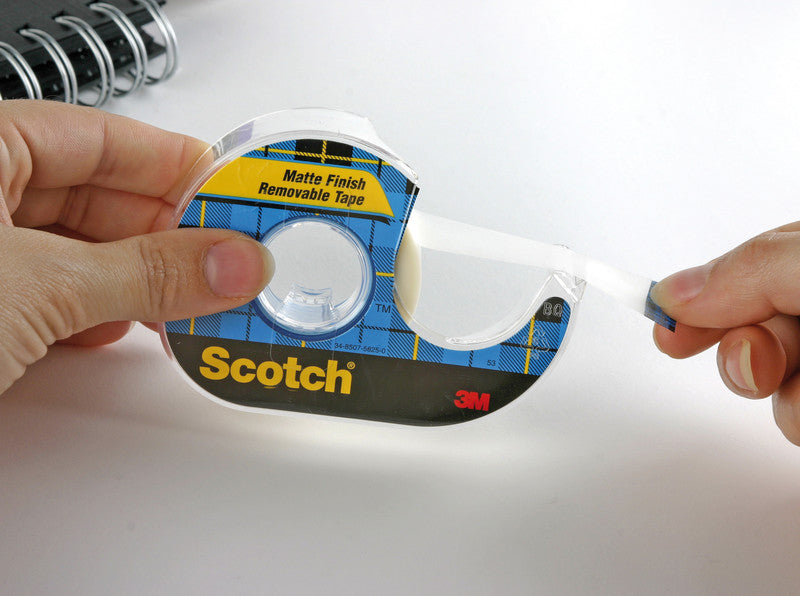 Scotch Klebeband Removable – wiederablösbar, klar, Zelluloseazetat, 19 mm × 66 m, Kern Ø 25 mm