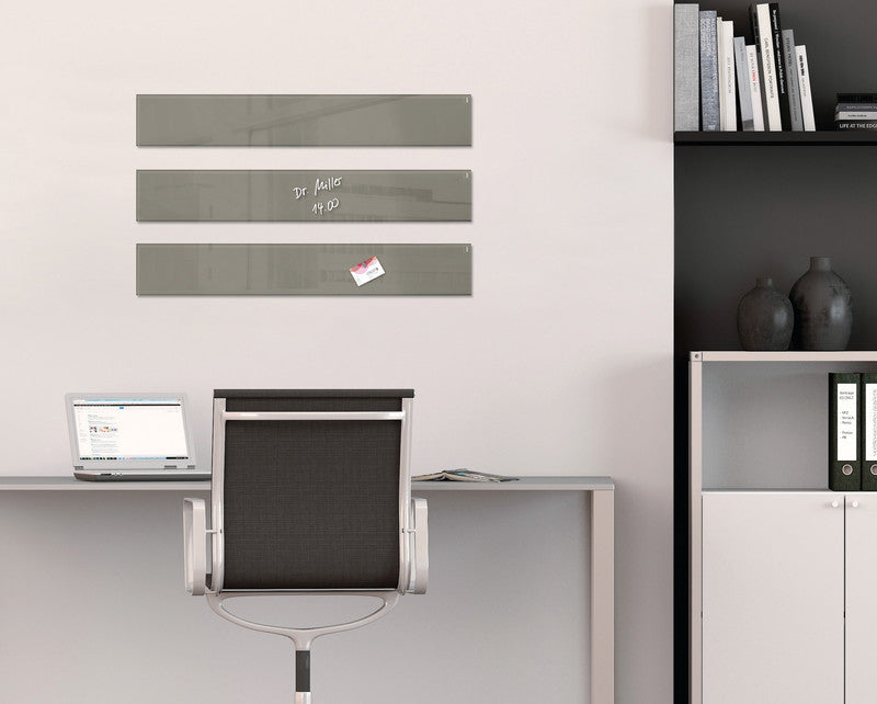 Sigel Whiteboard – 12 × 78 cm, Glas, magnetisch, Wandmontage, inkl. Magnetwürfel, Montagesatz