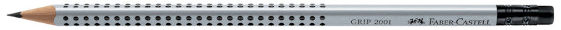 Faber-Castell Grip 2001 Bleistift, Dreikant, Grip-Zone, mit Radierer HB Mine Ø 2 mm Grau