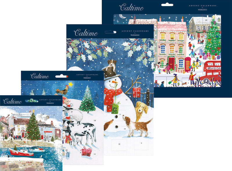 Caltime Adventskalender Küstenstadt, Karton, sortiert, 24,5 × 35 cm, recyclingfähig, abbaubar – eco:plus