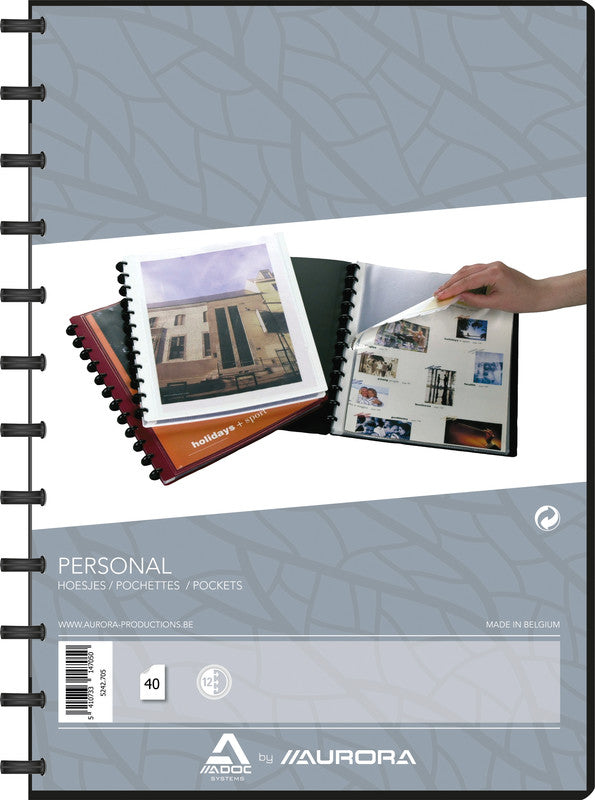 Adoc Personal-Ex Aurora Sichtbuch – 40 Sichttaschen, A4, austauschbar, genarbt, antireflex, schwarz
