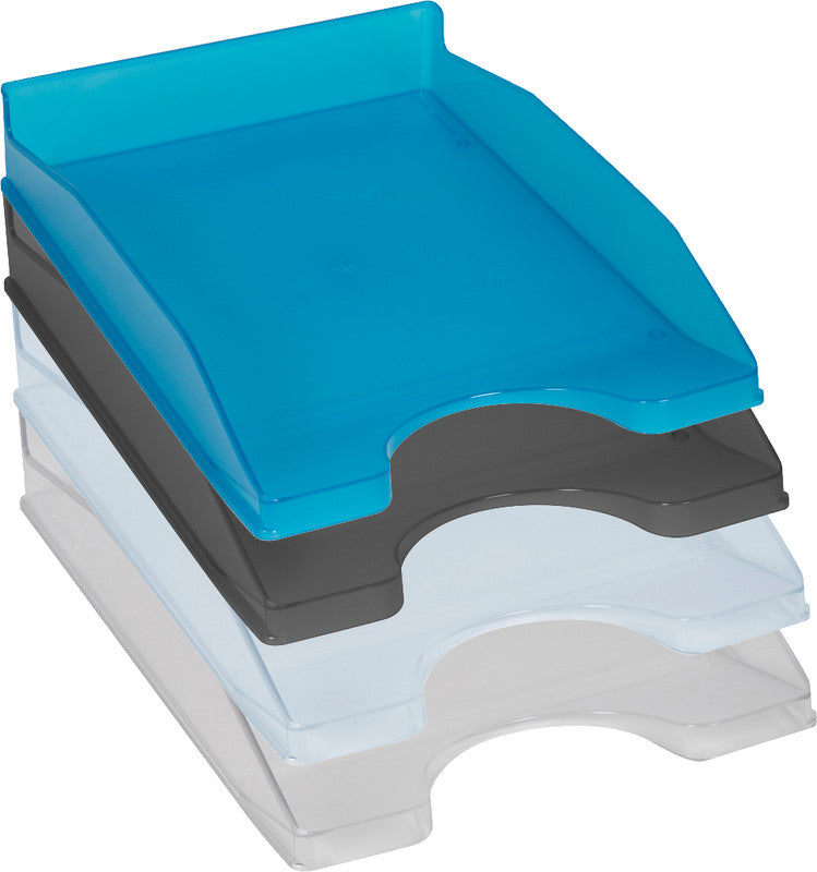 Q-CONNECT Briefkorb – mit Griffausschnitt, mit Beschriftungsfeld, glänzend, grau, B 255 × H 60 × T 345 mm