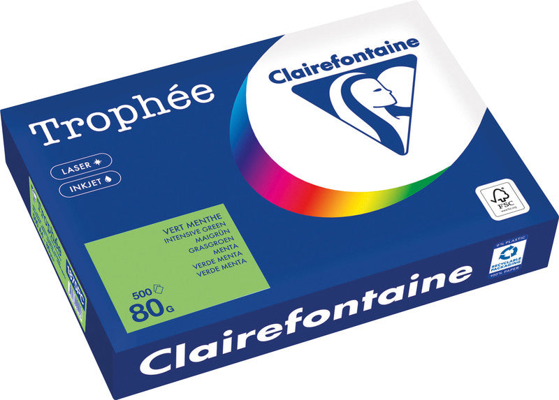 Clairefontaine Kopierpapier – A4, 80 g/m², Maigrün – für Inkjet/Laser/Kopierer – FSC, EU Ecolabel – 500 Blatt