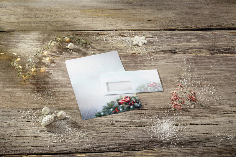 Sigel Motivpapier – A4, 90 g/m², mehrfarbig, Motiv: Candlelight Cheer – für Drucker und Kopierer – 100 Blatt
