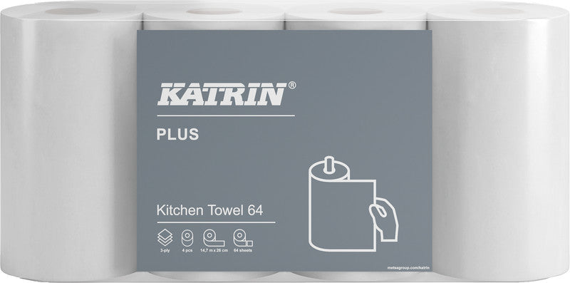 Katrin Haushaltspapier, 3-lagig, geprägt, weiss, 23 × 26 cm, 4 Stk., eco:plus