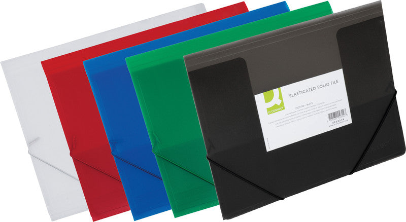 Q-connect Sammelmappe für A4, Kunststoff, grün, mit Gummizug