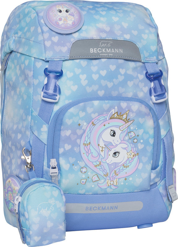Beckmann Schulrucksack Classic 1st – 6-teilig – Einhorn Prinzessin Eisblau – recyclingfähig