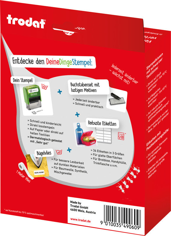 Trodat Motivstempel – Deine Dinge, selbstfärbend, 8 Motive, schwarz, deutsch