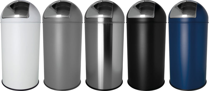 Helit Abfallcontainer – 50 l – mit Deckel – Stahl, Blau – Ø 360 × H 745 mm