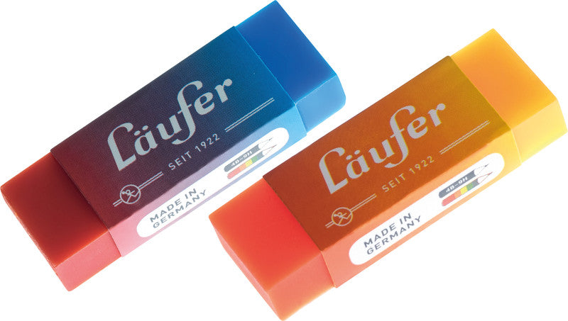 Laufer Radierer – für Bleistifte und Farbstifte – 65 × 12 × 21 mm – Kunststoff – sortiert – 2er-Pack
