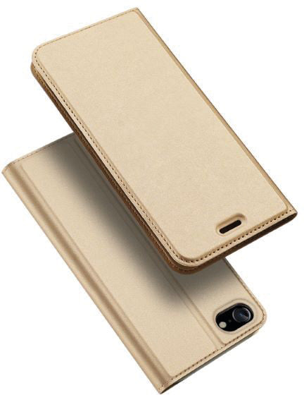 Dux Ducis Booklet-Hülle – für Apple iPhone SE (2020) – gold – Kunstleder – mit Kartenfach, Magnetverschluss