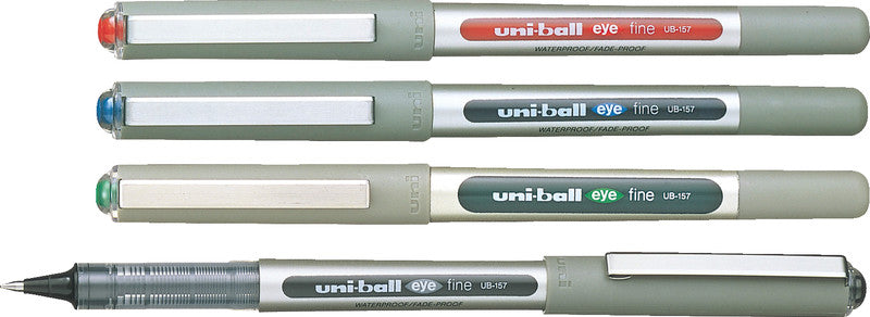 Uni-Ball Eye Fine – Tintenroller, dokumentenecht, mit Kappe, 0,5 mm, schwarz, für Linkshänder