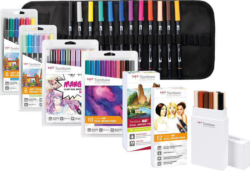 Tombow Filzstifte ABT Dual Brush Pen, auswaschbar, 18 Farben