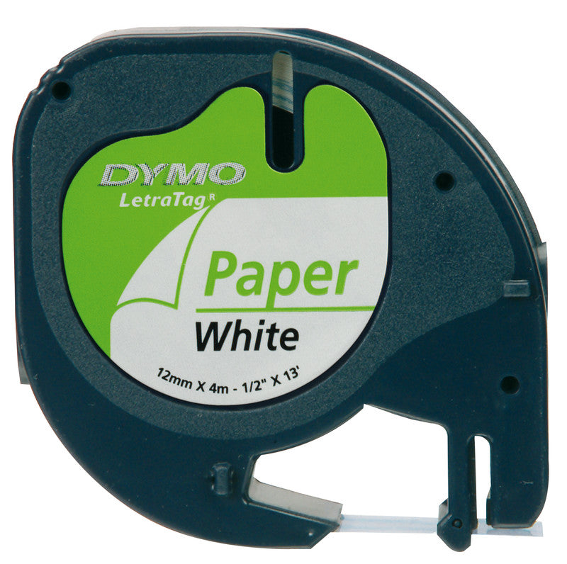 DYMO Schriftband – 12 mm × 4 m, weiss, schwarz