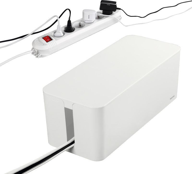 Hama Maxi Kabelbox 400 × 138 × 156 mm – für Kabel bis Ø 20 mm – weiss – Kunststoff