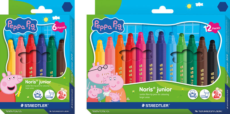 Staedtler Noris Junior Filzstifte, Strichbreite 2,5 mm, auswaschbar, 12 Farben