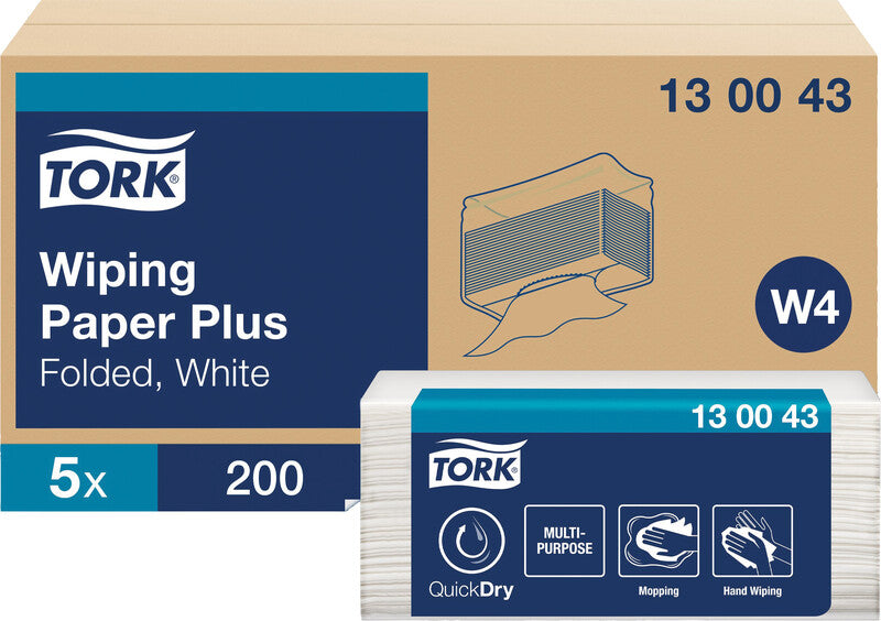 Tork Falthandtücher – 2-lagig, weiss – 385 × 324 mm – für Tork Falthandtuchspender – Karton 5 × 200 Blatt