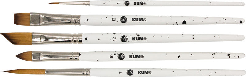 Kum Pinsel – weiss, Holzschaft, Synthetikhaare, Länge 130 mm, Grösse 4, Aluminiumzwinge