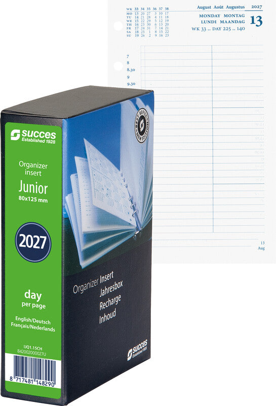 Succes Kalender-Einlage – 1 Tag/Seite, 6-fach, 8 × 12,5 cm, 2027