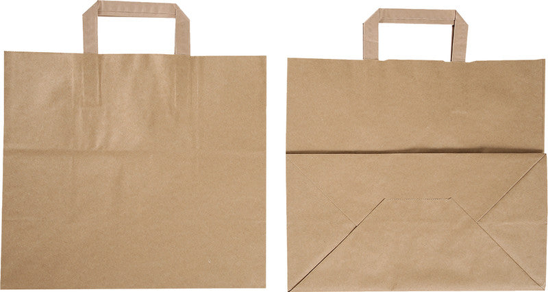 Elco Papiertragetasche mit Flachhenkeln – 32 × 29 × 17 cm – Kraftpapier, 80 g/m² – Braun – 50 Stk.
