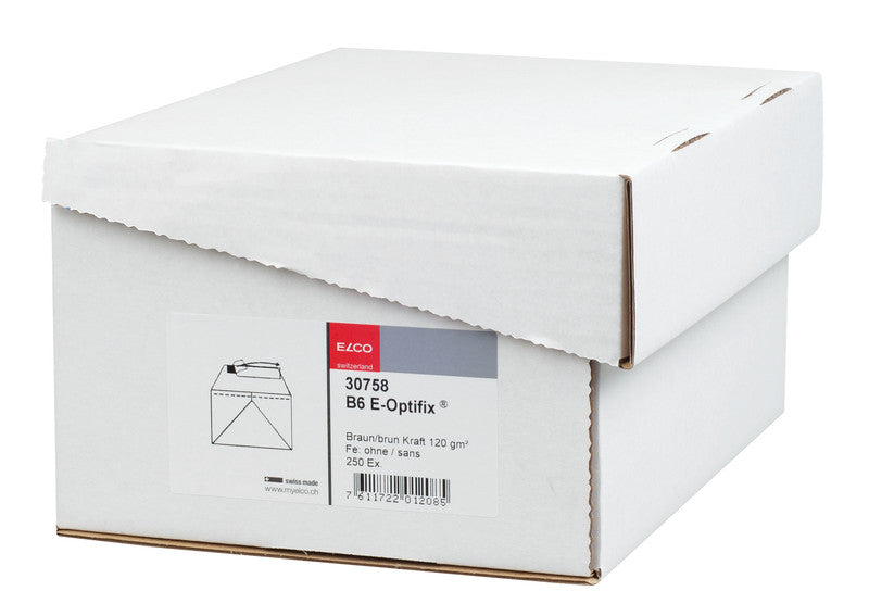 Elco Couvert B6, ohne Fenster, selbstklebend, braun, 120 g/m² – 250 Stk.
