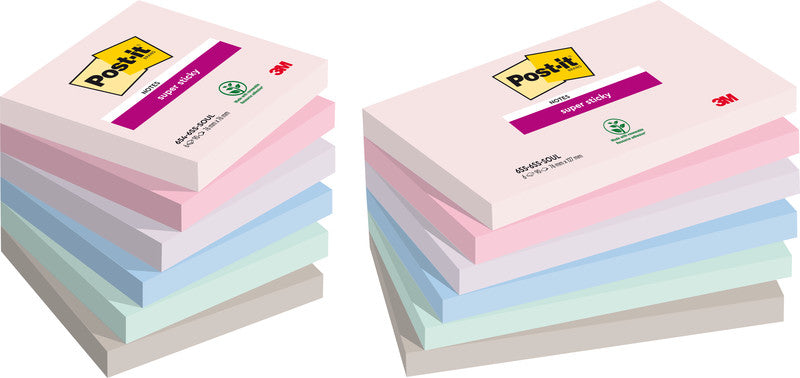 Post-it Haftnotizen Super Sticky – 76×76 mm – sortiert, 6×90 Blatt, PEFC