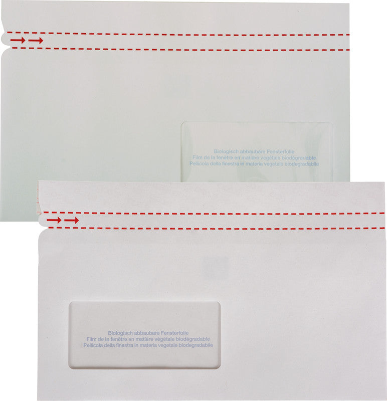 Elco Dokumententasche – C6/5 (114 × 229 mm), Fenster links, unbedruckt, weiss, selbstklebend – 250 Stück