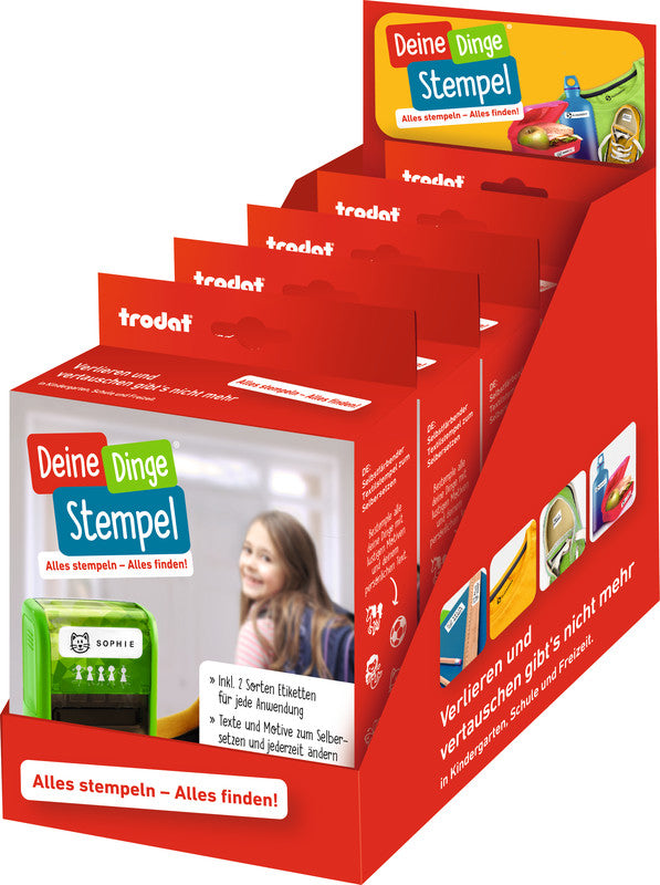 Trodat Motivstempel – Deine Dinge, selbstfärbend, 8 Motive, schwarz, deutsch