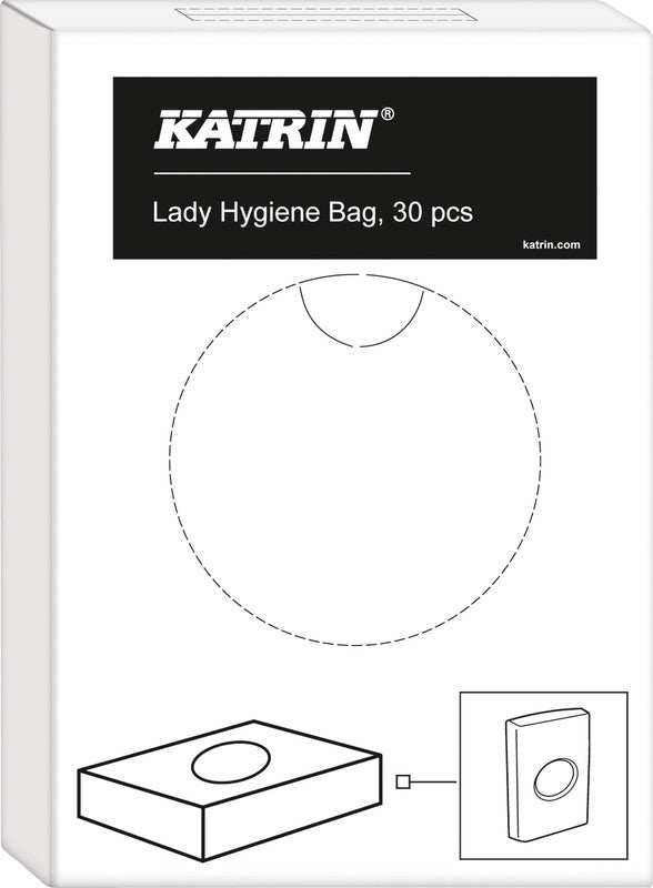 Katrin Hygienebeutel – Kunststofffolie, Weiss – für Katrin Hygienebeutelspender Inclusive – 30 Stück