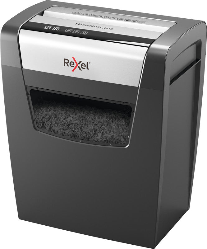 Rexel Momentum X410 – Aktenvernichter, DIN P-4, Partikelschnitt 4 × 28 mm, 10 Blatt, 23 l, A4