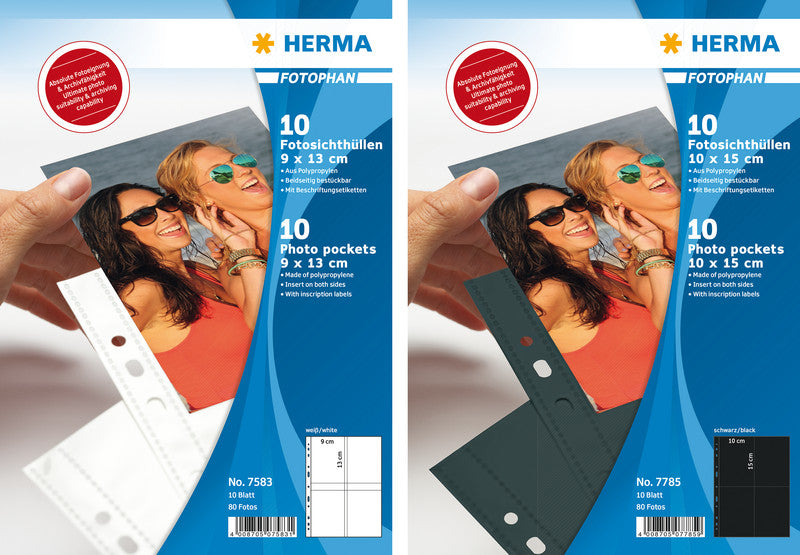 HERMA Sichtmappe 10 × 15 cm – 40 Hüllen, Transparent, Polypropylen, Glänzend, 10er-Pack