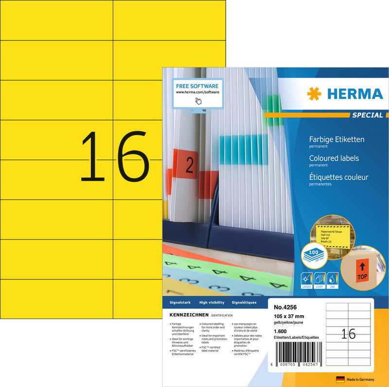 HERMA Schuletiketten – 105×37 mm, 1600 Stk, 100 Bogen, Papier, permanent haftend