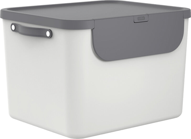 Rotho Recyclingbox Albula – 55 l – Kunststoff, rechteckig – mistelweiss