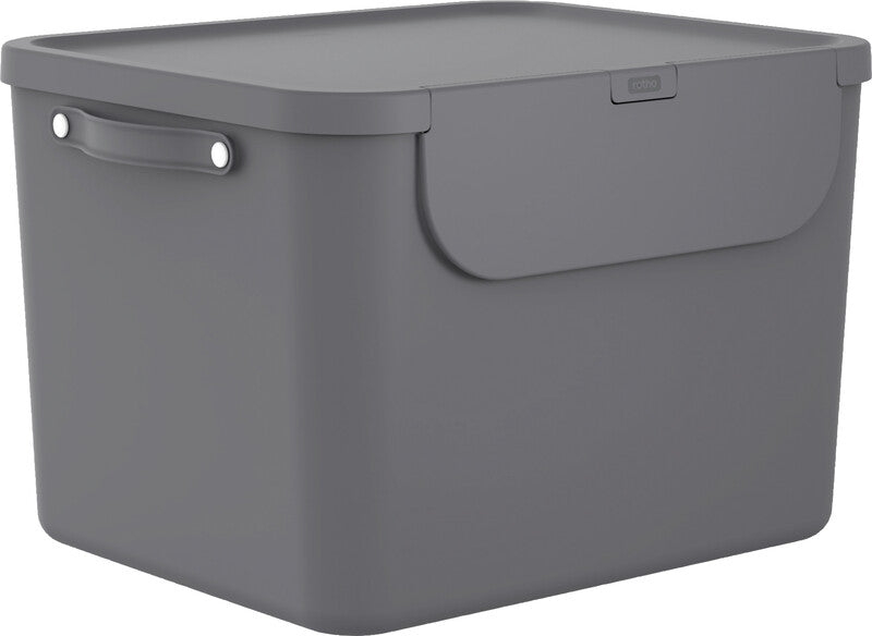 Rotho Recyclingbox Albula – 55 l – Recycling-Kunststoff, rechteckig – Anthrazit