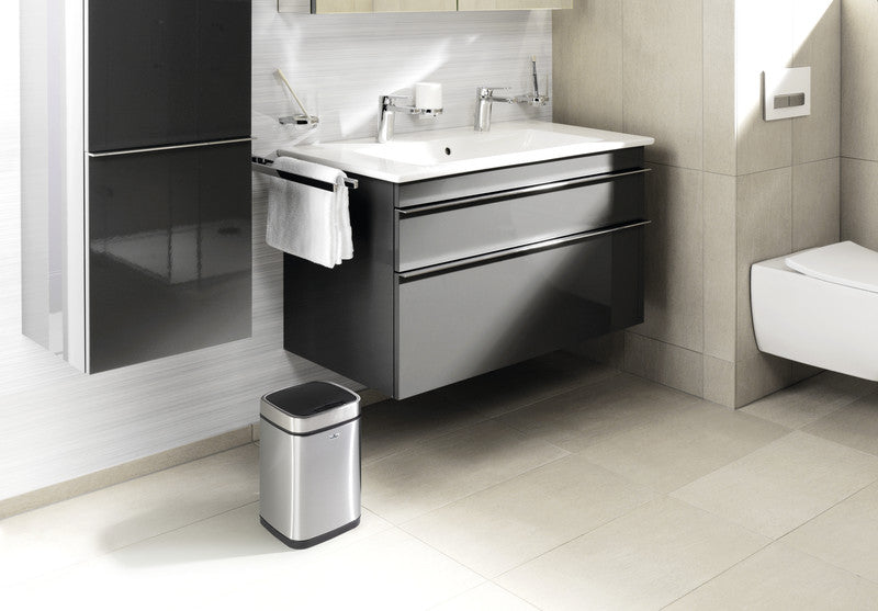 Durable Tisch-Abfallbehälter – 12 l – Edelstahl – Ø 240 × H 430 mm – sensorgesteuert, batteriebetrieben