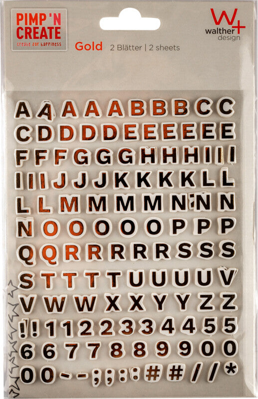 Walther Schmucketiketten, Pimp 'N Create Buchstaben – 145 × 218 mm – 1 mm – Gold – 2 Blatt