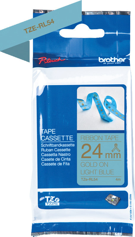 Brother Textilband – 24 mm × 4 m, hellblau, gold, TZe