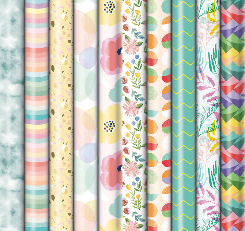 Zoewie Geschenkpapier Rolle – Happy Mix – gestrichenes Papier, 80 g/m2 – 700 × 2000 mm