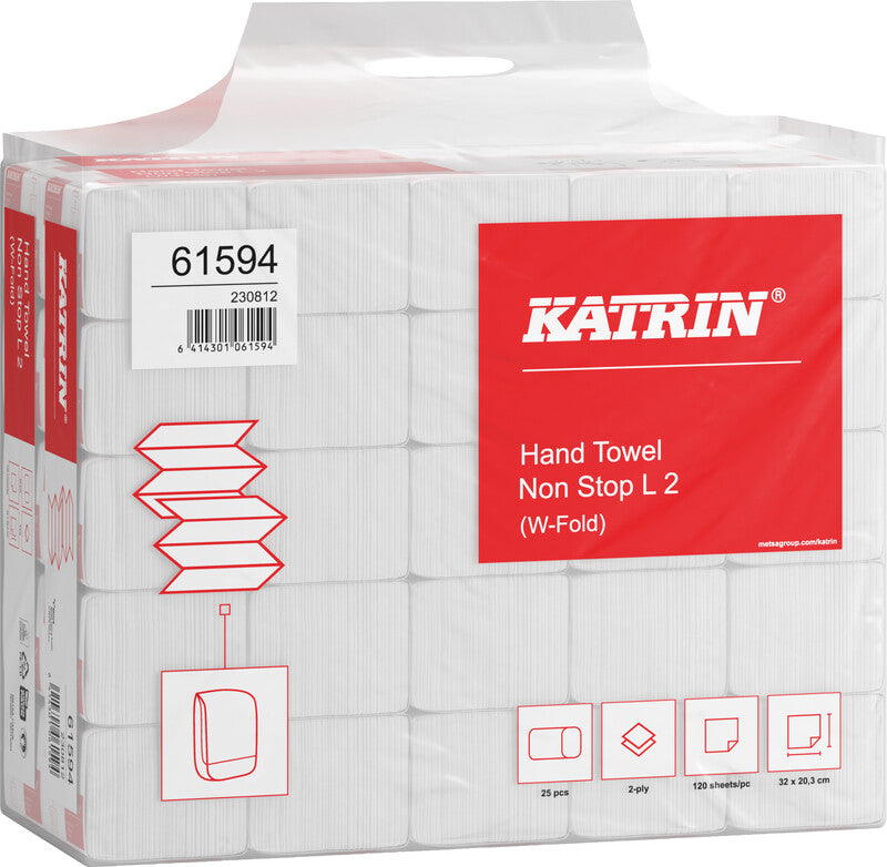 Katrin Falthandtuch – W-Falz, 2-lagig, Recycling-Zellstoff, 203 × 320 mm, für Katrin Inclusive Mini & Medium